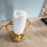 Vintage lamp in opaline and brass