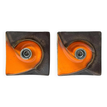 Paire de lampe murale ou plafonnier midcentury PAN, céramique, Allemagne, années 1970