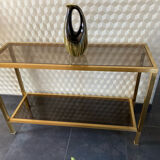 Console smoked glass and brass 70s