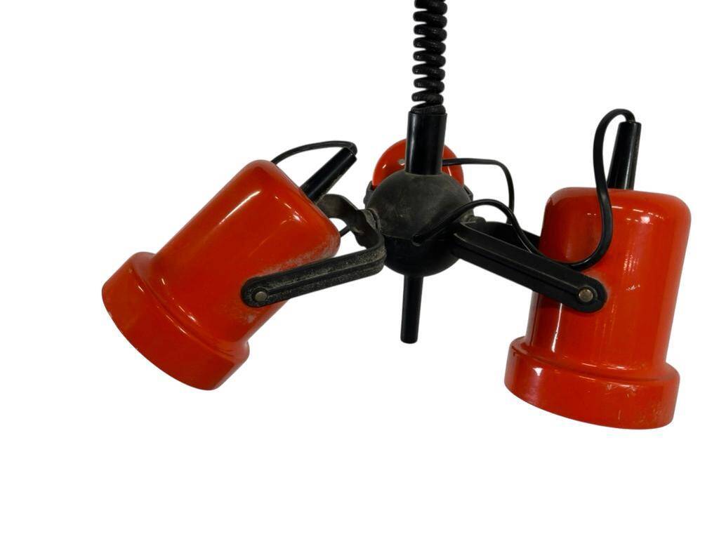 vintage orange pendant light with 3 spots