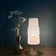Vintage globe table lamp in glass and white opal.