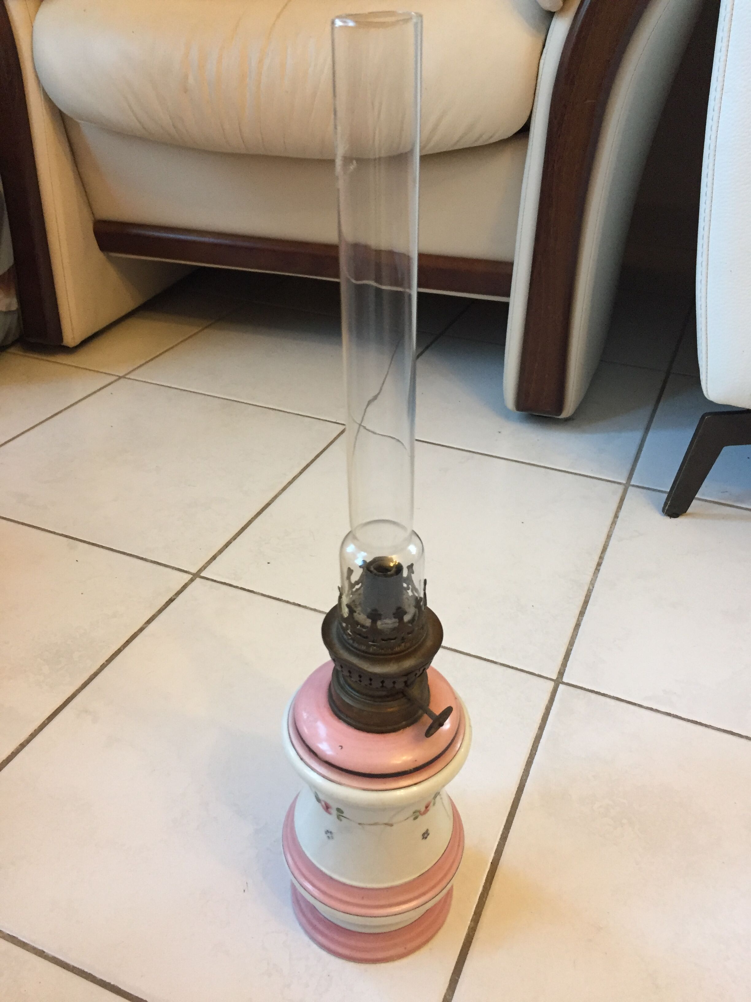 Old ceramic kerosene lamp