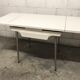 Off-white formica table / 70s cream with a tapered foot drawer