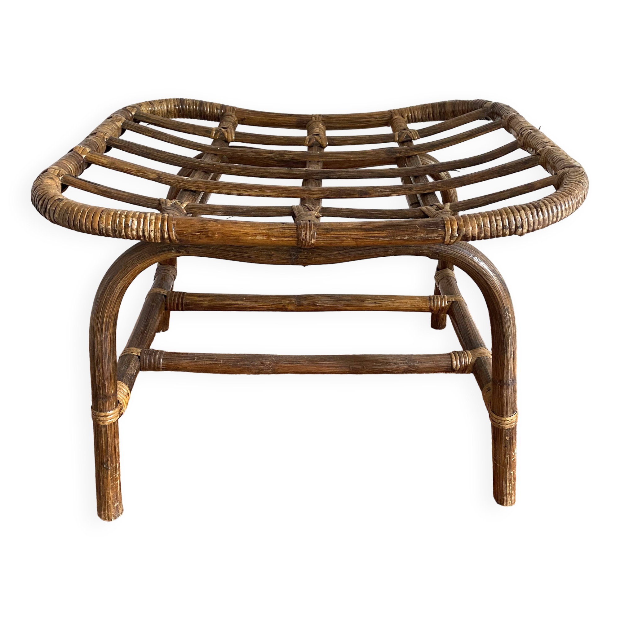 Vintage rattan stool 1970