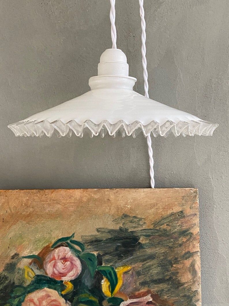 White opaline hanging lamp