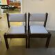 Pair of brutalist chairs in solid wood and jacquard fabric.