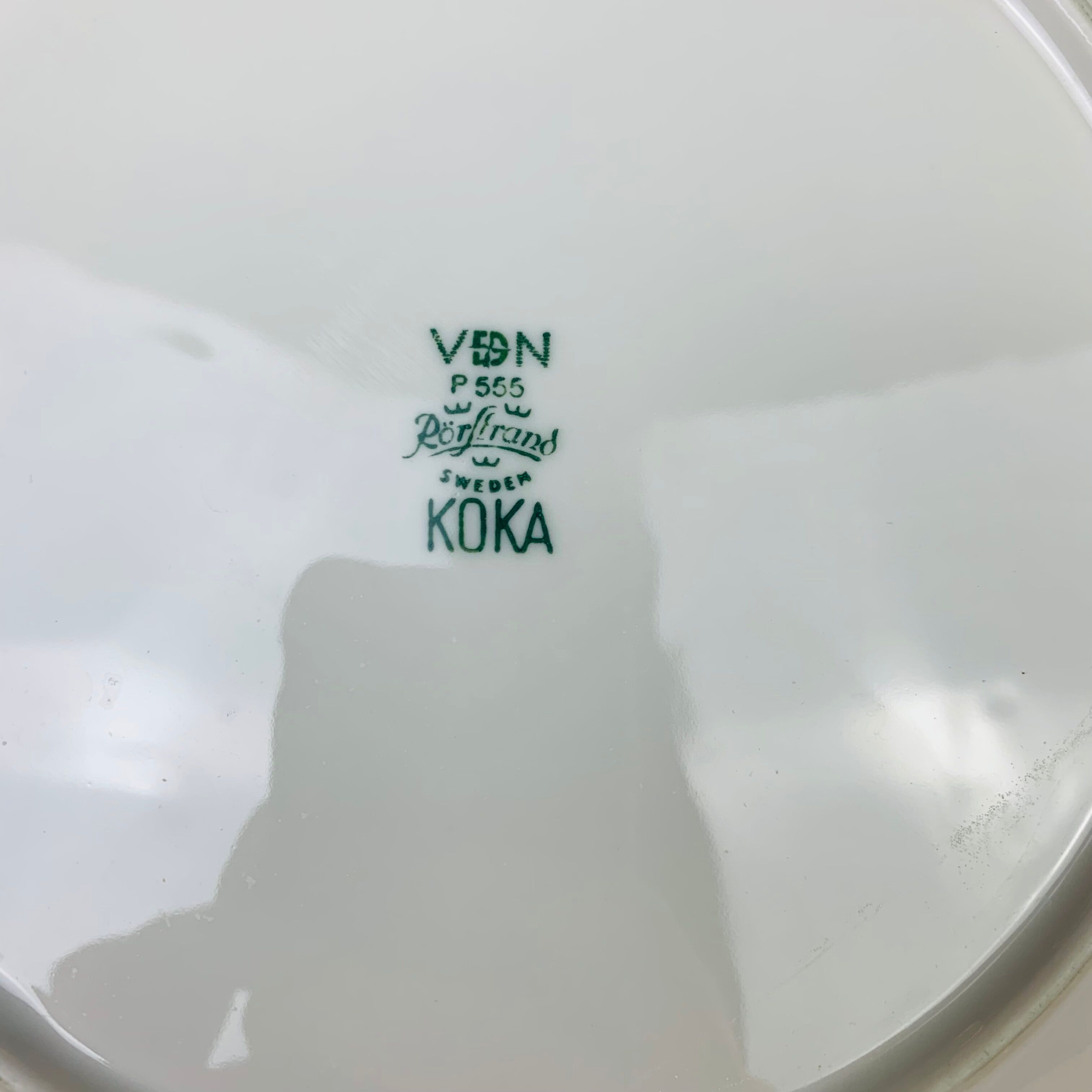 6 Koka ceramic dinner plates by Rörstrand Sweden, Scandinavian
