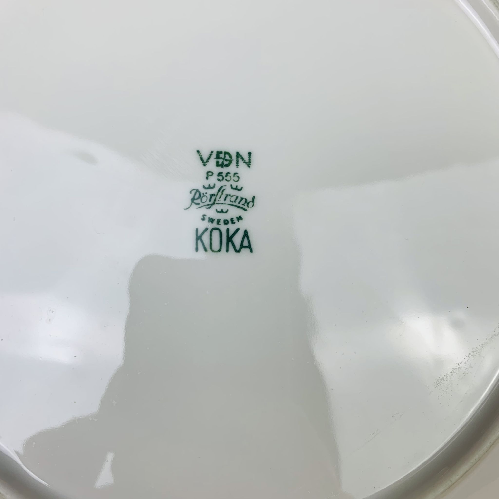 6 Koka ceramic dinner plates by Rörstrand Sweden, Scandinavian