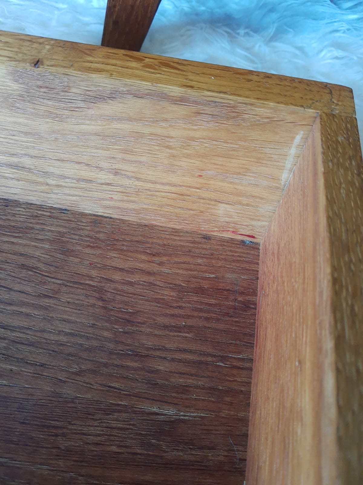 Bedside table oak compass legs - vintage