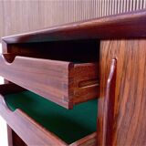 Minimalist Sideboard with Curved Front by Svend Aage Madsen for H.P. Hansen, Denmark 1960s
