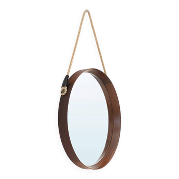 Round teak wall mirror, 1960s