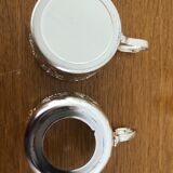 6 tea cups with silver metal support
