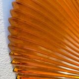 Coupe à fruits vintage en verre ambré ondulé, années 1970