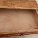 Table basse vintage en rotin et bambou