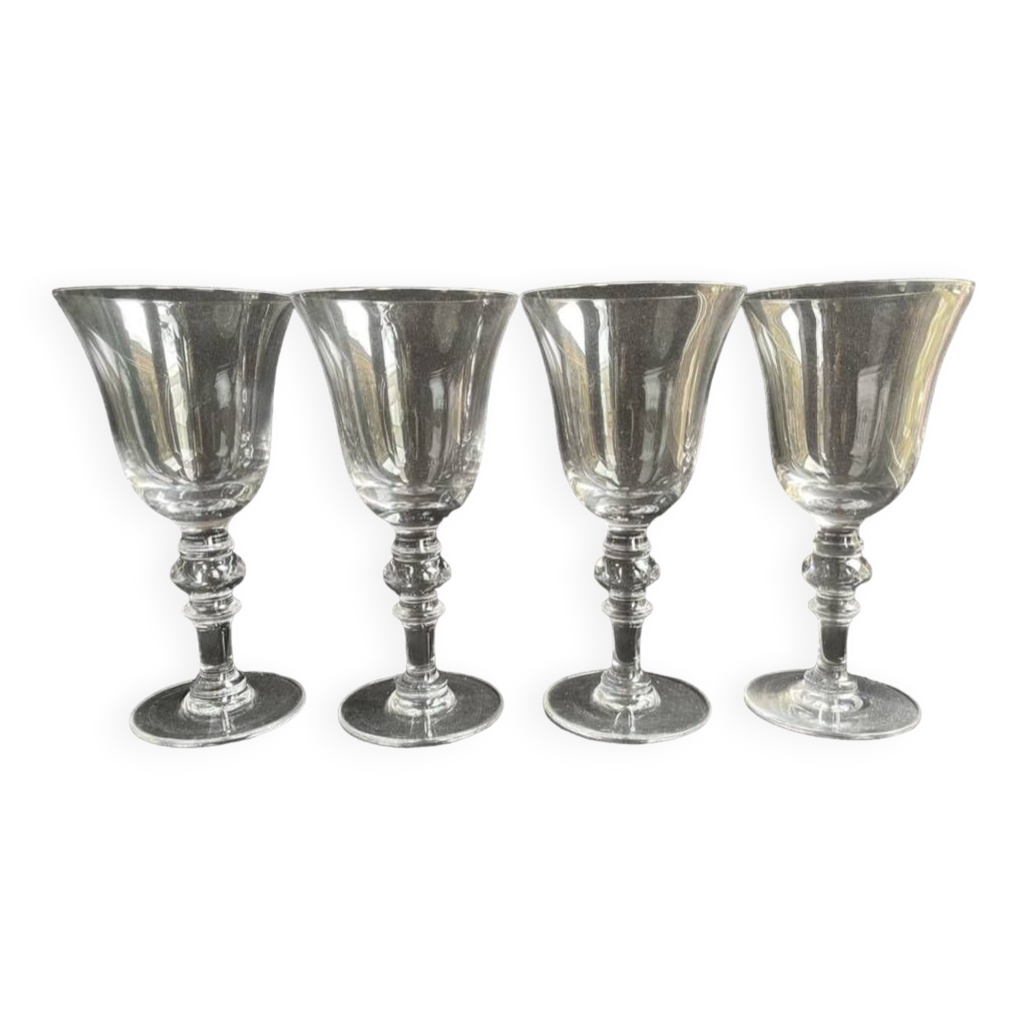 4 Water glasses – Stamped blown crystal