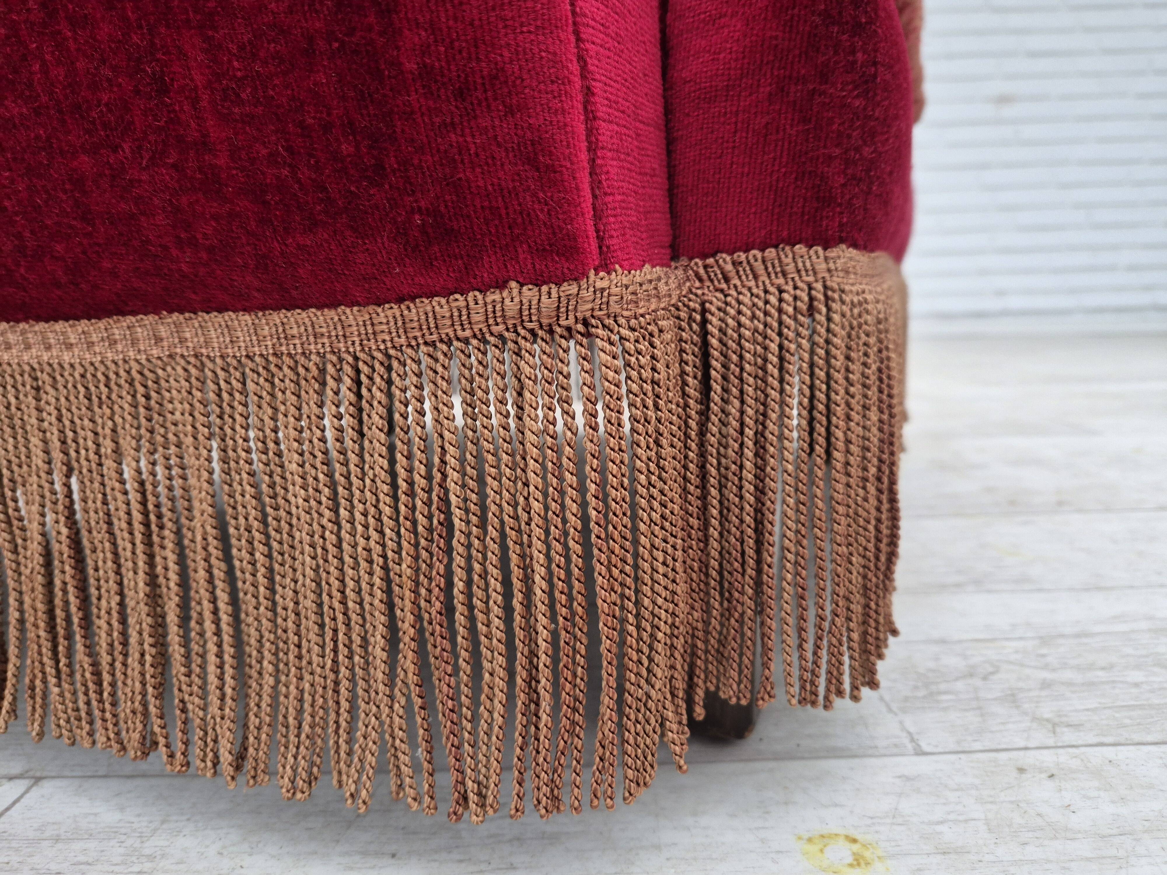 1970s, Danish highback armchair, original condition, red furniture velour.