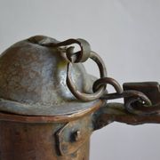 ancien grand coquemar en cuivre rouge