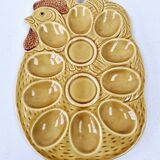 Vintage barbotine egg plate egg holder 10 holes made in japan