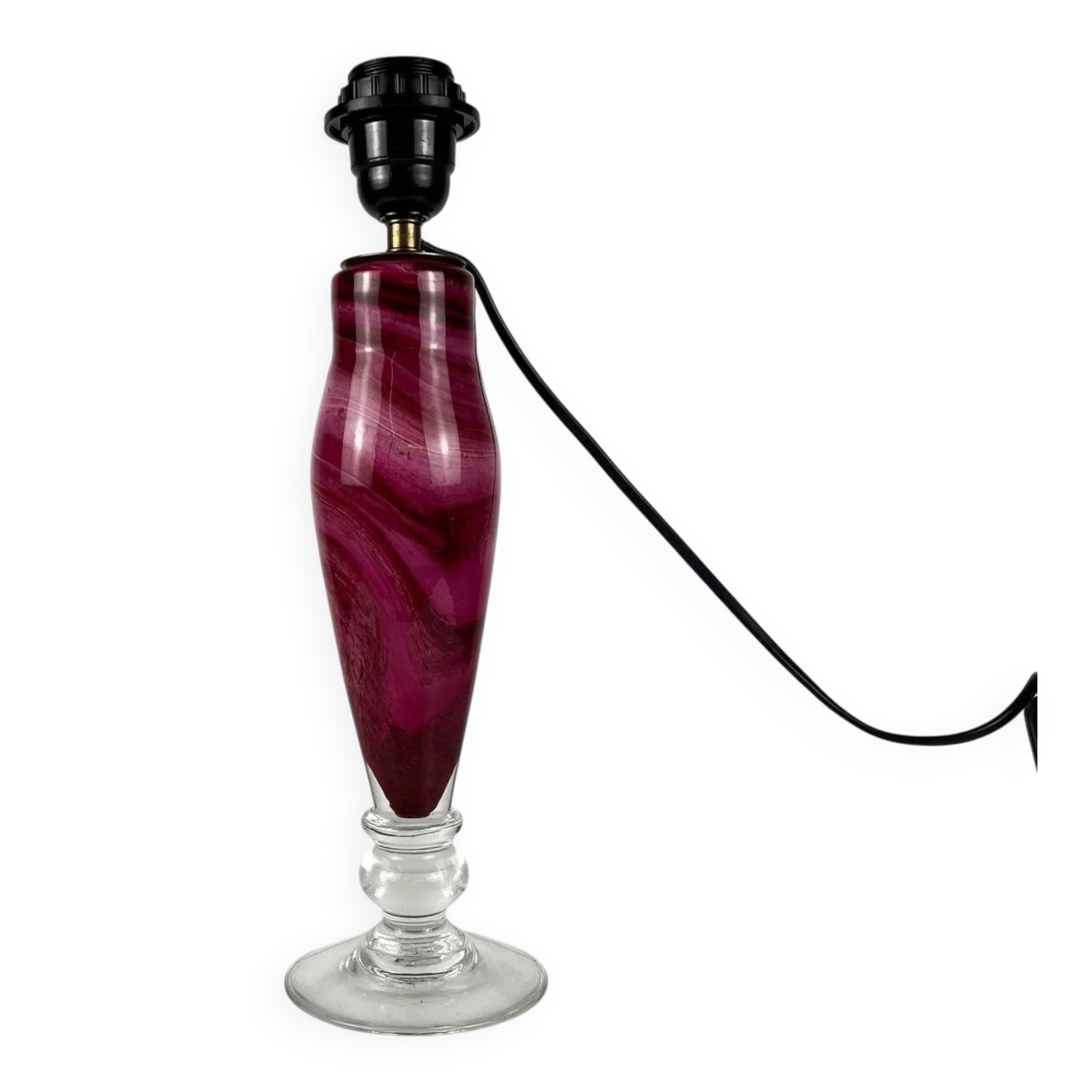Marbled pink glass lamp base by René Courson (1980/90)