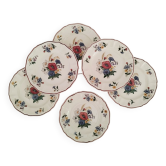 Sarreguemines Earthenware Dessert Plates Agreste / Vintage Model