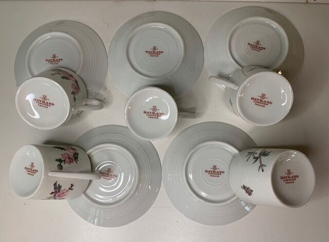 Set of 5 espresso coffee cups in Limoges Haviland porcelain