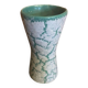 Antique Diabolo Vase VALLAURIS Cracked White & Green Ceramic Vintage