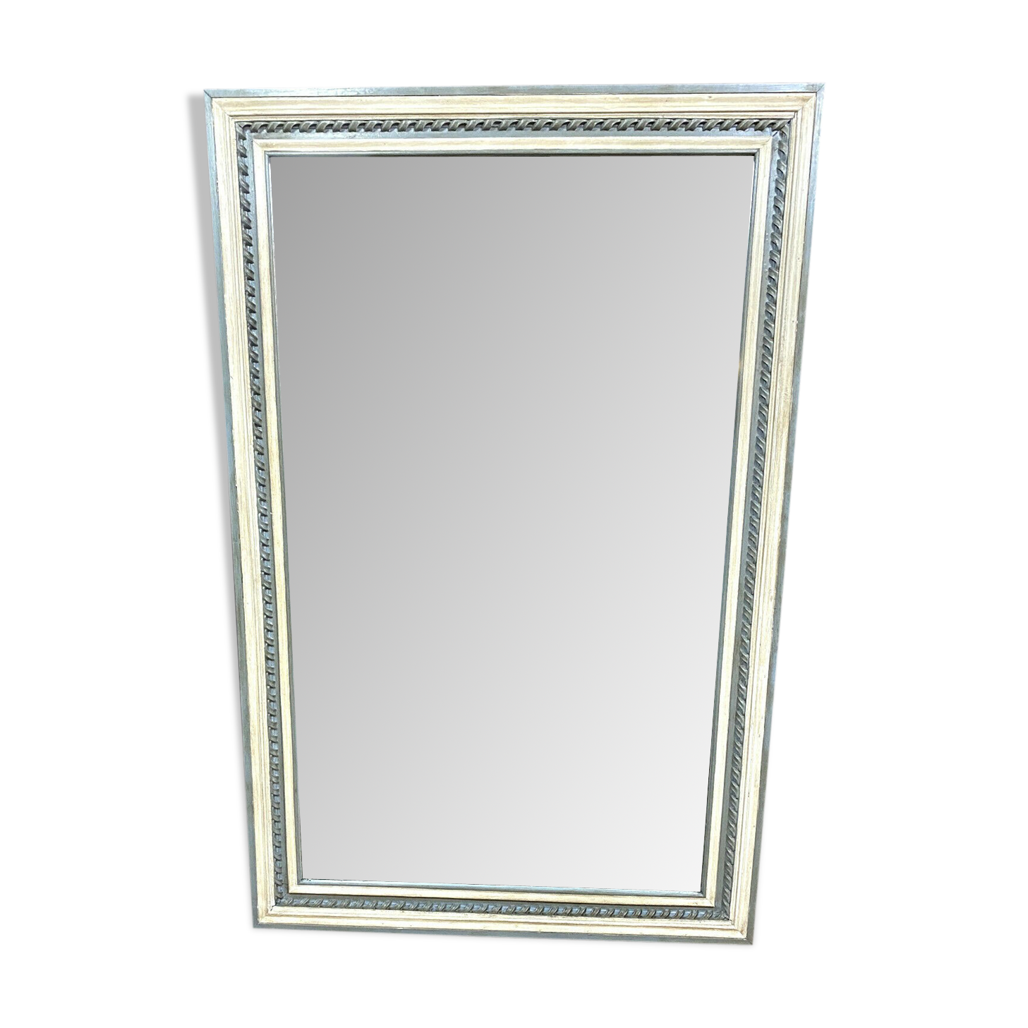 Miroir Napoléon III en bois laqué a double patine 120x186cm