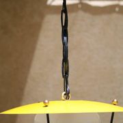 Vintage hanging lamp lampion, glass and metal years 1950