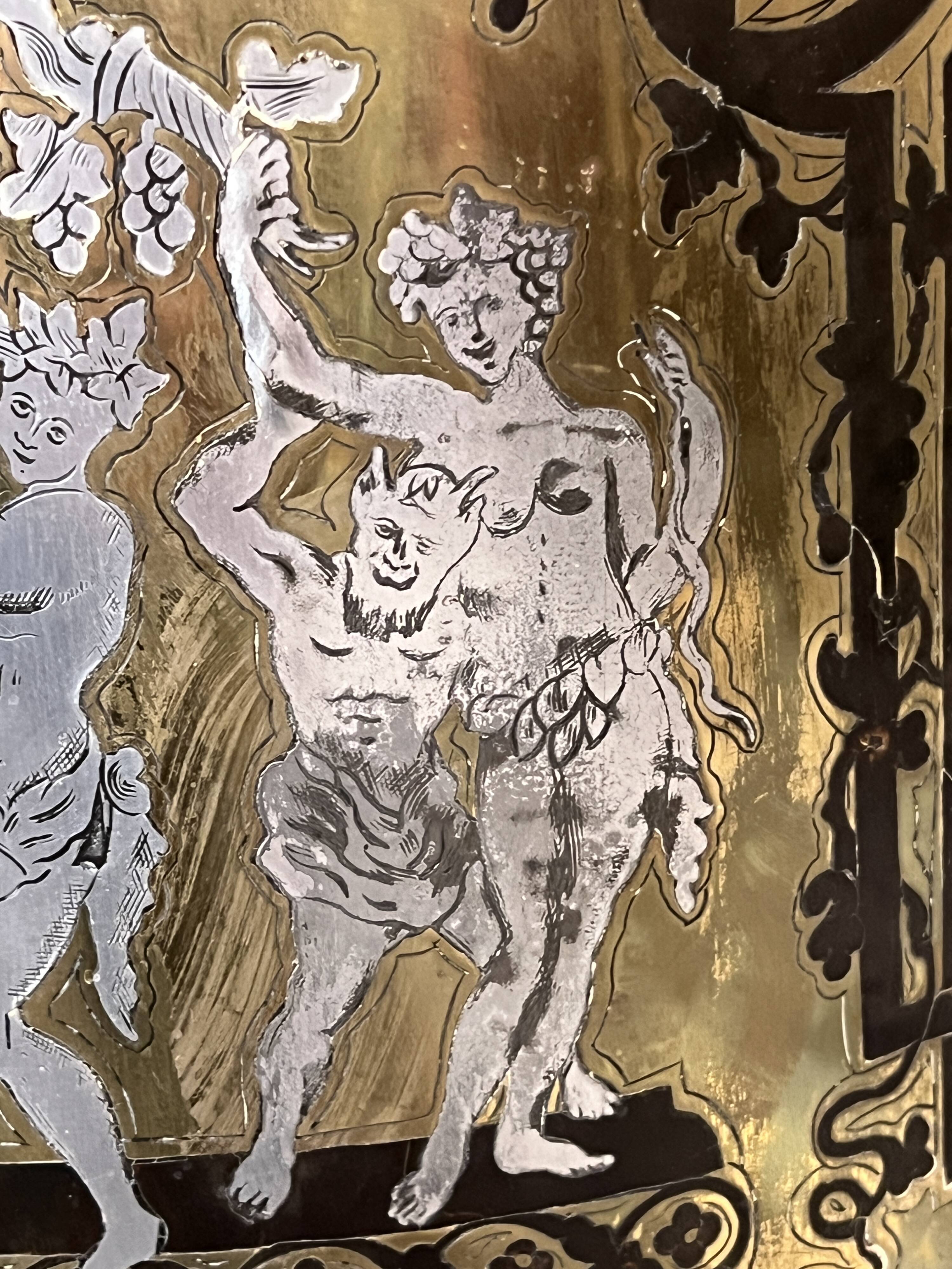 Low Boulle marquetry buffet, curved support furniture, Napoléon III period.