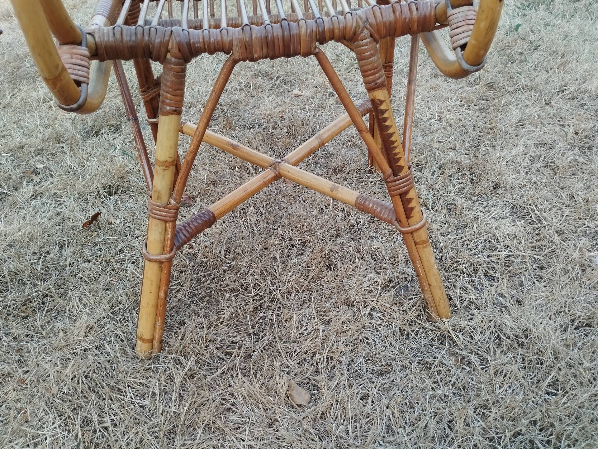 vintage antique rattan armchair