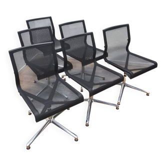 Set of 6 Stick Chair office chairs, ICF