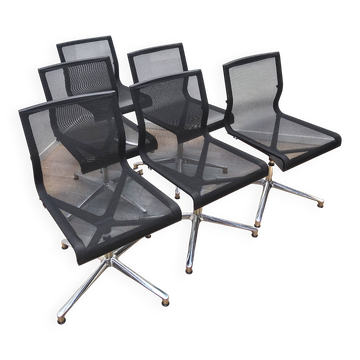 Set of 6 Stick Chair office chairs, ICF