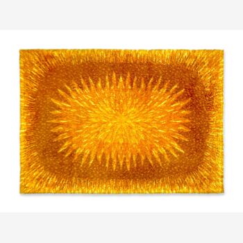 Tapis Bergoss Desso, rya rug laine orange space age moderniste mid-century vintage 1960/1970