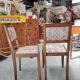 Pair of vintage solid wood chairs with upholstery – 1960