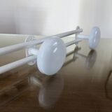 White lacquered metal wall coat rack with 3 hooks, 1980