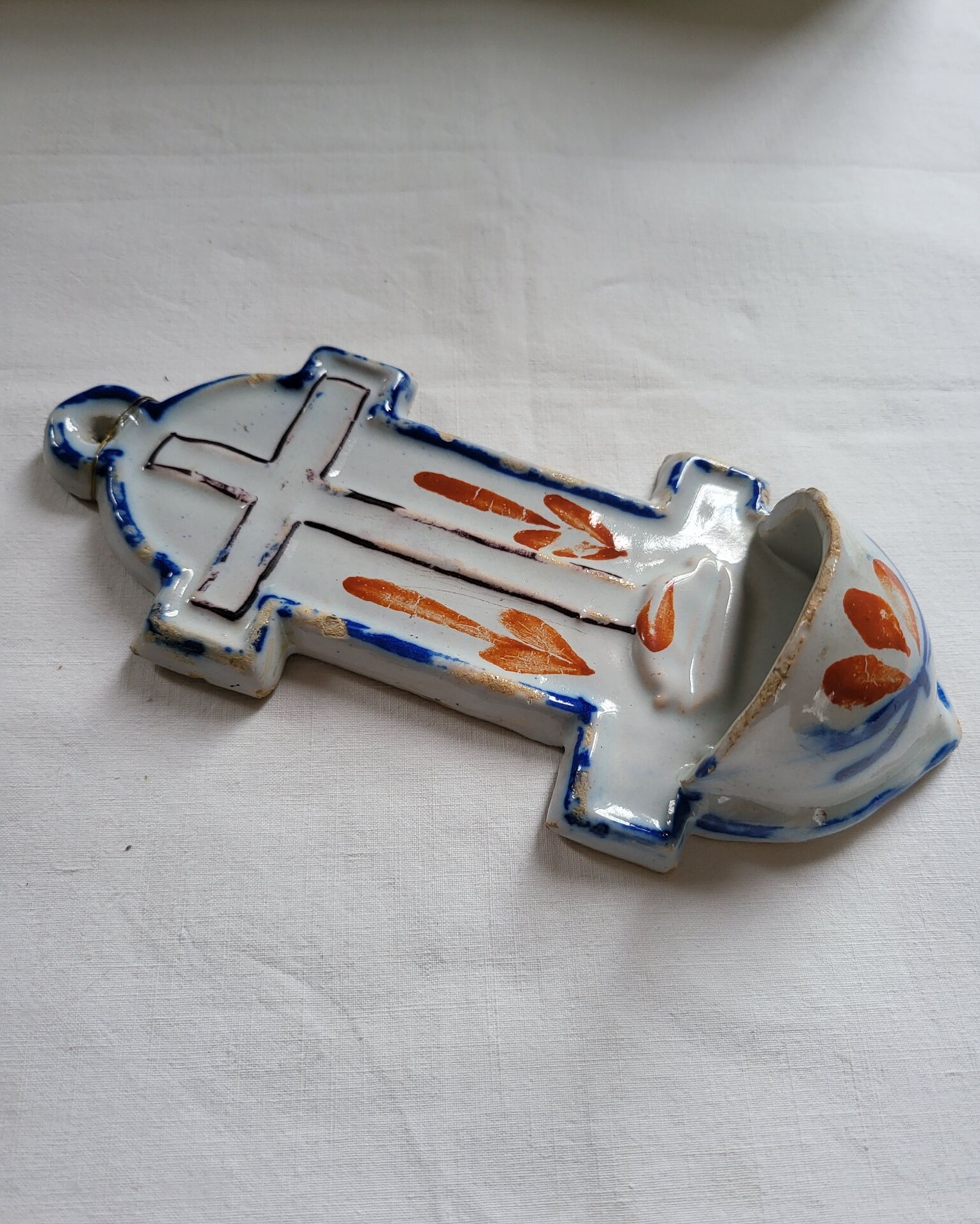 Old Faience Baptismal Font Cross Martres Tolosane