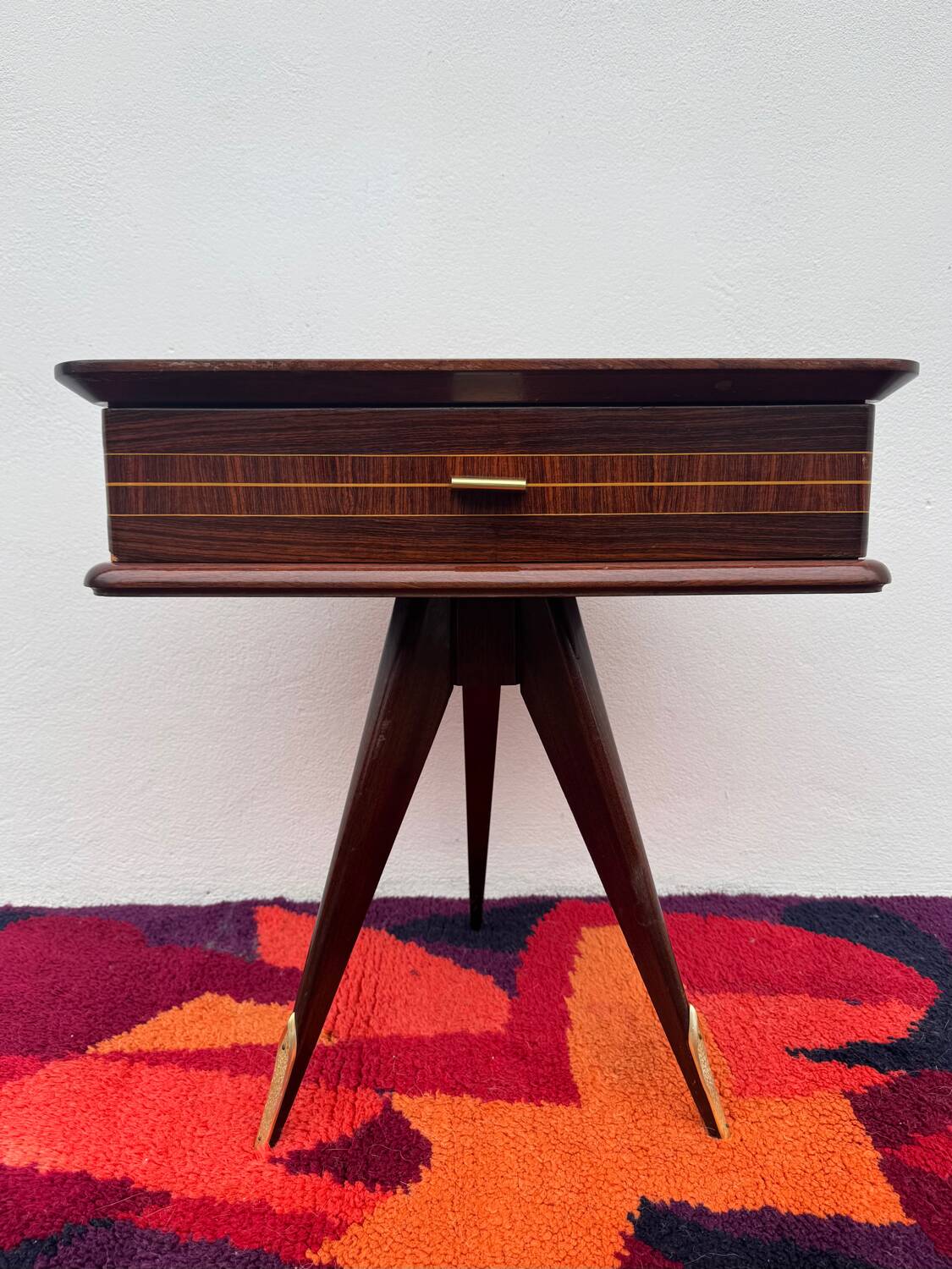 1950s half-moon tripod bedside table