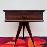 1950s half-moon tripod bedside table