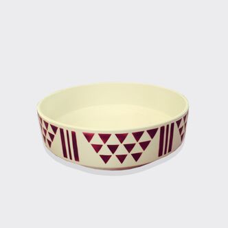 Graphic red and white earthenware bowl