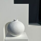 Handcrafted terracotta ball vase painted white H:24 D:26