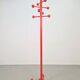 Postmodern Red Stained Beech Coat Rack with Balls, Italy, 1970s