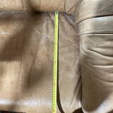 Paire de fauteuil chauffeuse cuir havane 70"