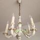 Handgeformt vergoldet vintage Porzellan Kronleuchter Capodimonte 1960er