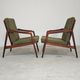 Pair of wooden armchairs Uluv green fabric 1960