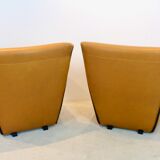 Artifort F330 ‘Cordoba’ Lounge Chairs in Soft Ochre Leather by Gerard van den Berg