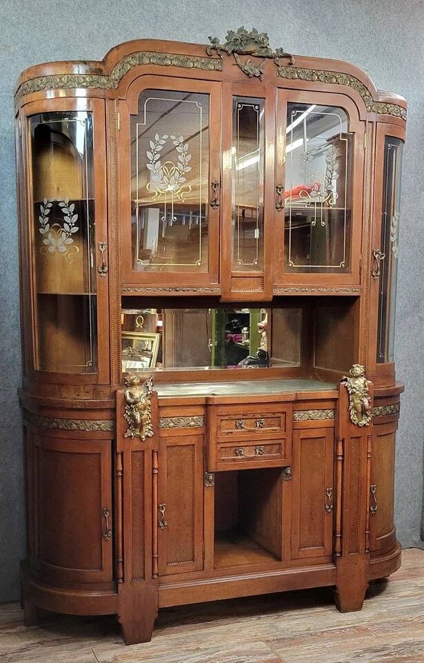 Très Rare buffet bibliothéque aux Putti Empire de forme demie lune