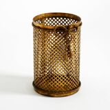 Mid Century Italian Regency Gilt Metal Waste Paper Bin from Li Puma