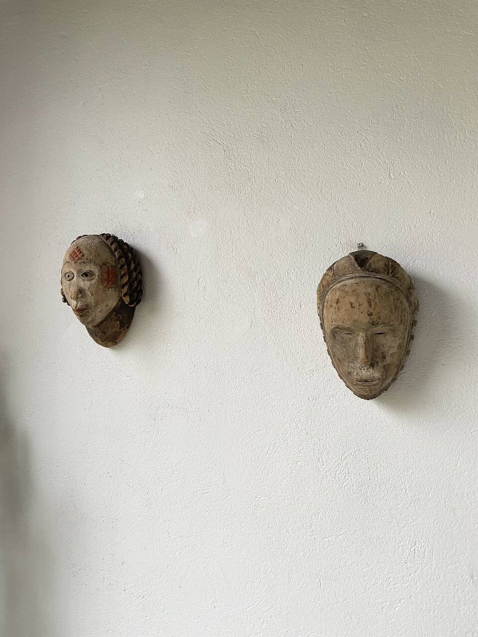 Pair of African Fang and Punu masks from Gabon