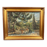 Georges Auphan 1970: oil on canvas depicting an animated landscape