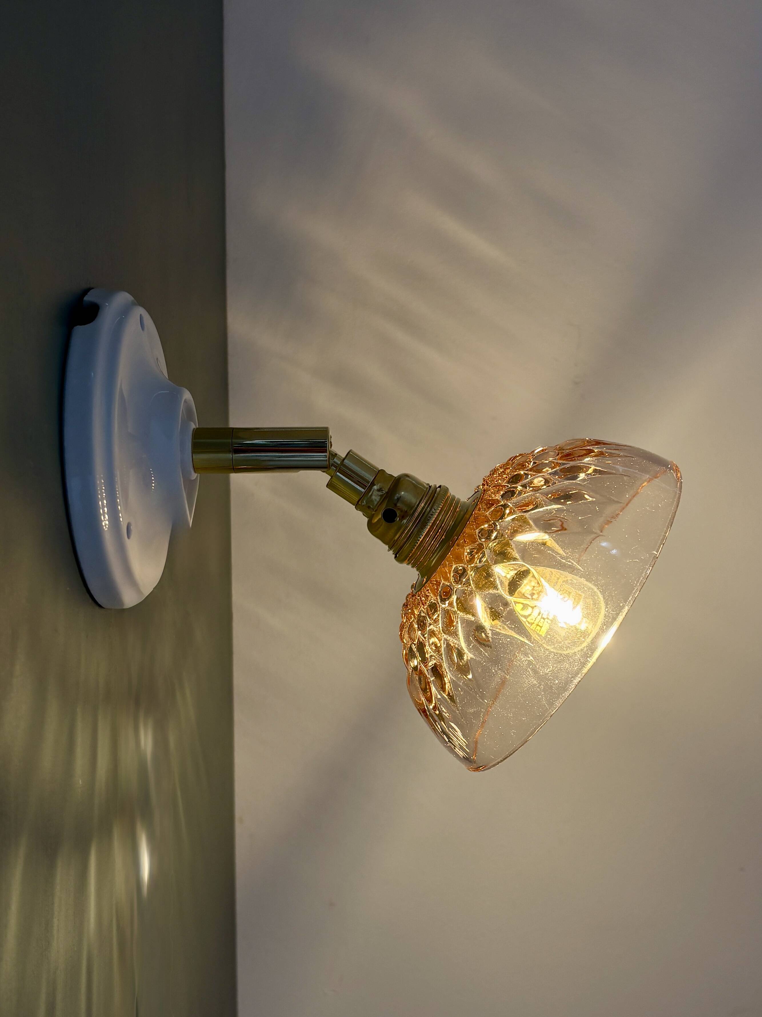 Vintage pink glass lampshade - tableware collection